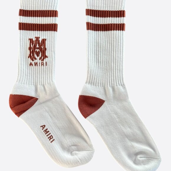Amiri White & Red MA Logo Socks - Picture 1 of 2